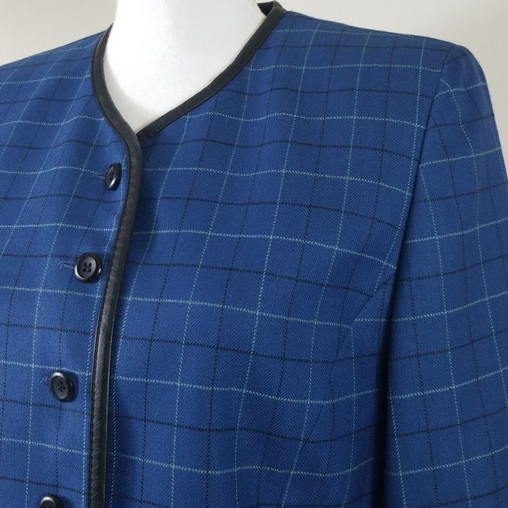 Pendleton Blue Window Pane Plaid Wool Blazer C4 - image 2
